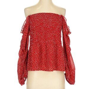 Madewell womens offshoulder blouse tops red size 2